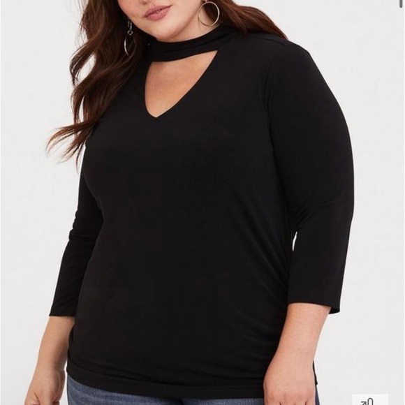 Torrid Black Studio Knit Choker Neck Top Size 0 Large 12 - Picture 1 of 14